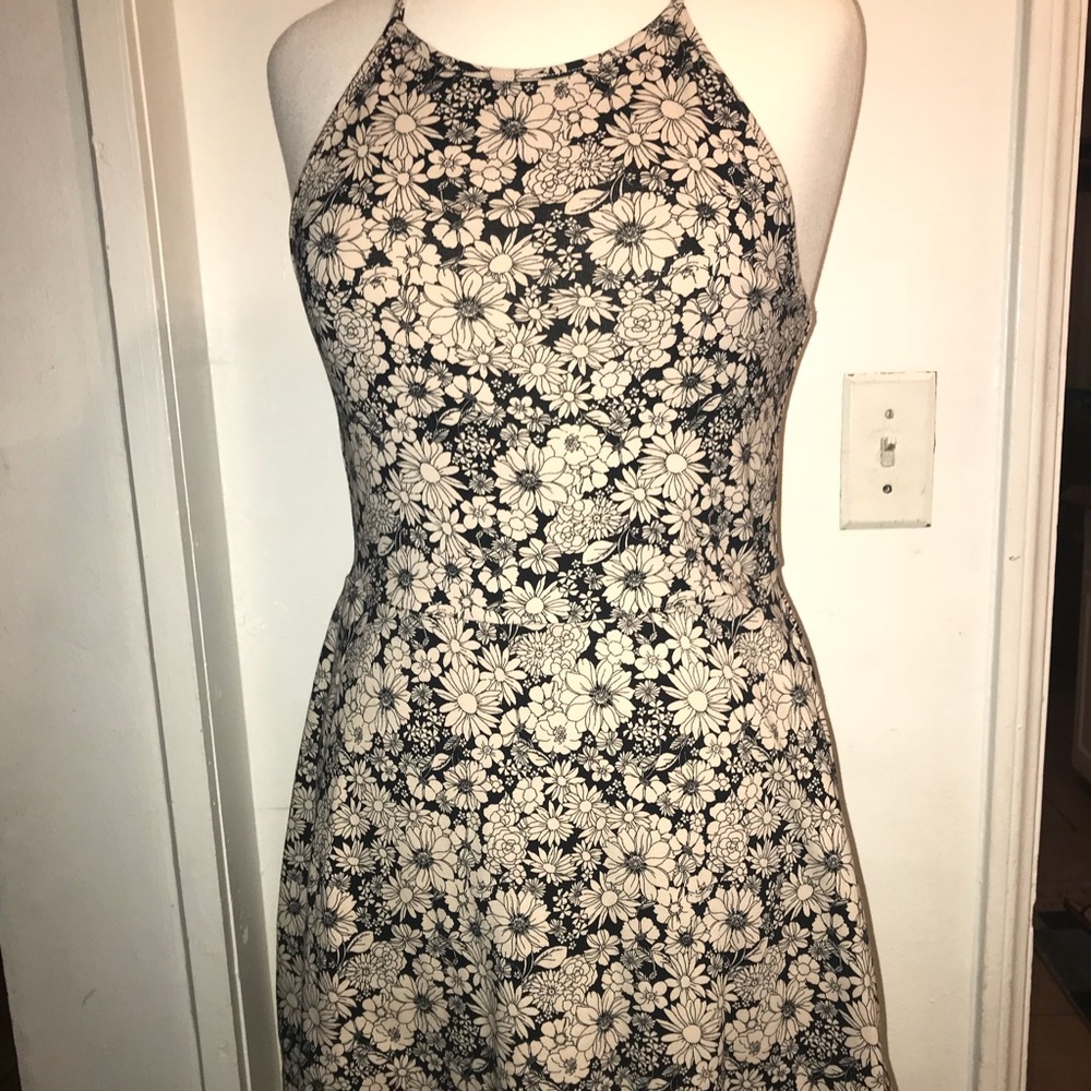 Black and cream floral dress